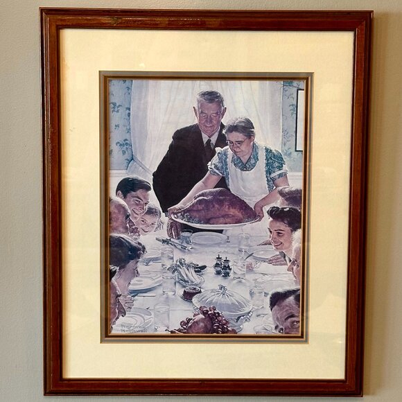framed vintage Norman Rockwell "Freedom from Want" also known as "The Thanksgivi - Picture 1 of 7